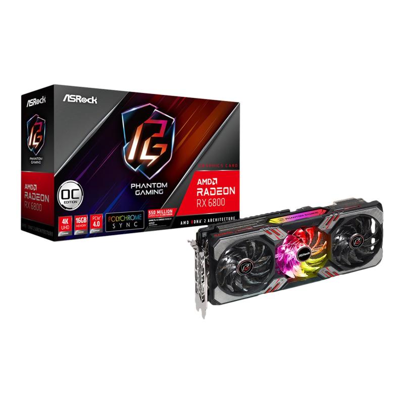 ASRock Radeon RX 6800 Phantom Gaming D 16G OC (90-GA2AZZ-00UANF) (90GA2AZZ00UANF)
