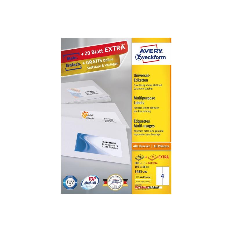 Avery Zweckform, Avery Labels 105 x 148mm, A4 (3483)