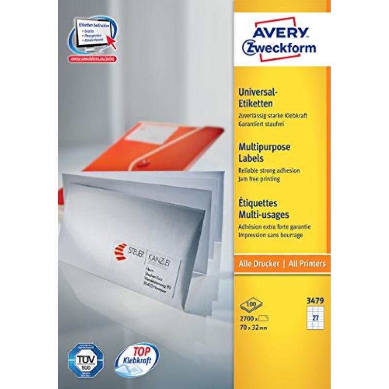 Avery Zweckform, Labels Avery 70 x 32mm, A4 (3479)