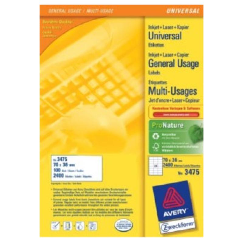 Avery Zweckform, Labels Avery 70 x 36mm, A4 (3475)