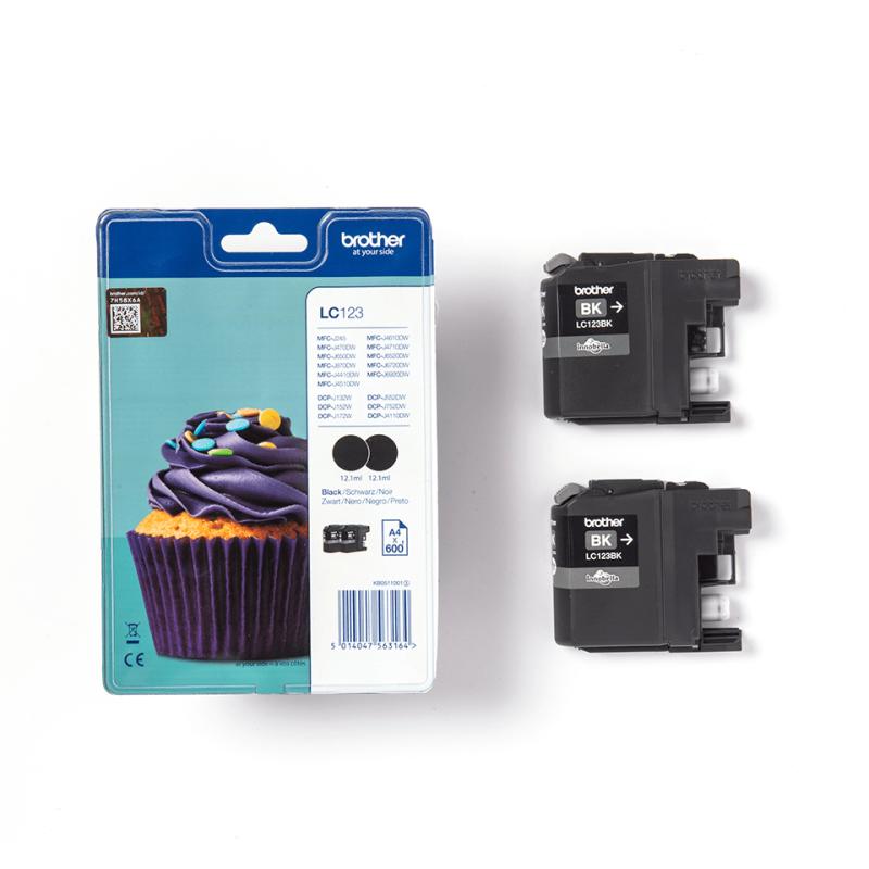 Brother Ink LC 123 Black Schwarz Twin-Pack TwinPack (LC123BKP2DR)