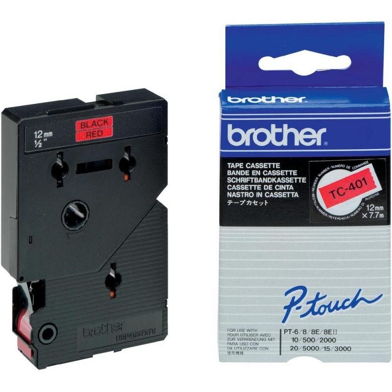 Brother TC-Schriftbandkassette TCSchriftbandkassette TC-401 TC401 Red Black (TC401)