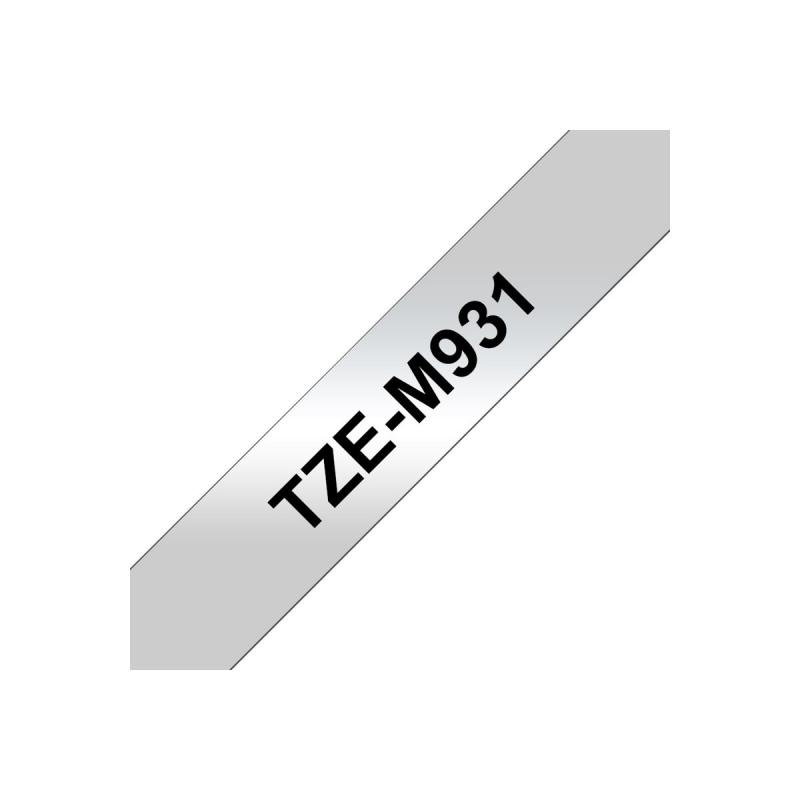 Brother TZE-Schriftbandkassette TZESchriftbandkassette TZe-M931 TZeM931 Silver-Metallic Black SilverMetallic Black (TZEM931)