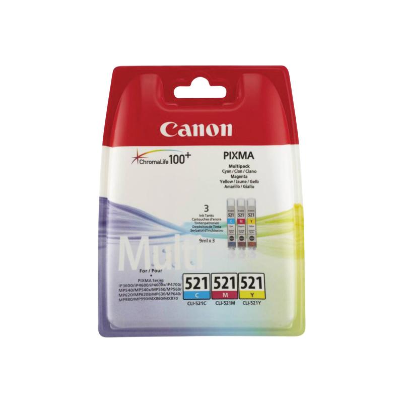 Canon Ink CLI-521 CLI521 Multipack C M Y (2934B010)