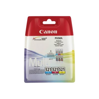 Canon Ink CLI-521 CLI521 Multipack C M Y Blister (2934B010)