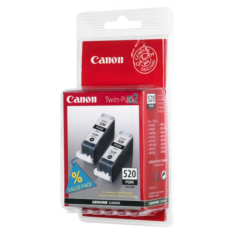 Canon Ink PGI-520 PGI520 Black Schwarz Blister Twin Pack (2932B012)