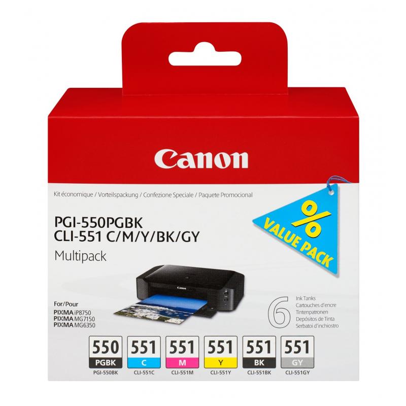 Canon Ink PGI-550 CLI-551 PGI550 CLI551 Multipack (6496B005)