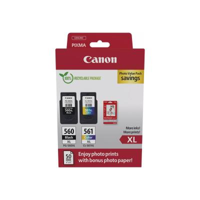 Canon PG-560XL CL-561XL PG560XL CL561XL Photo Value Pack Glänzend 2er-Pack 2erPack Hohe Ergiebigkeit Schwarz, Farbe (3712C008)