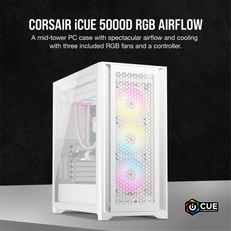 Corsair Tower iCUE 5000D RGB Airflow White (CC-9011243-WW) (CC9011243WW)