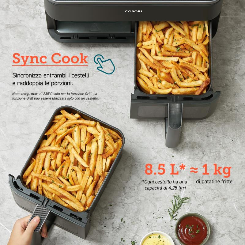 Cosori Double Airfryer 8,5l black Schwarz CAF-R901-AEU CAFR901AEU (CAF-R901-AEU)