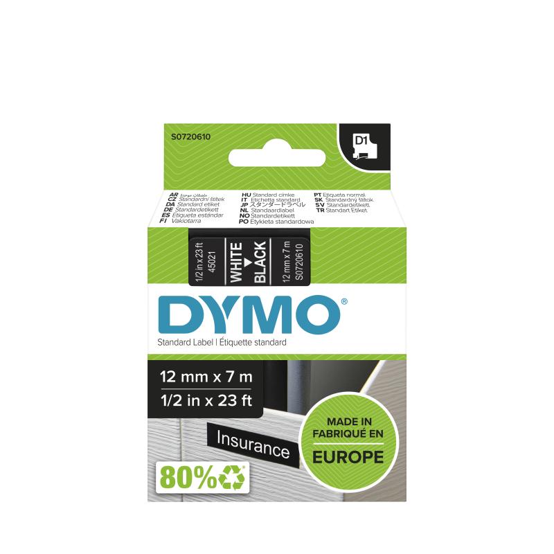 Dymo Schriftband 45021 White Black (S0720610)