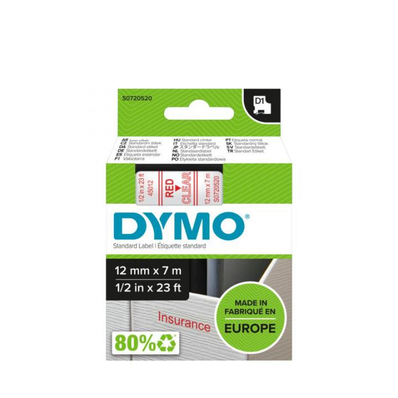 Dymo Schriftband Clear Red 45012 (S0720520)