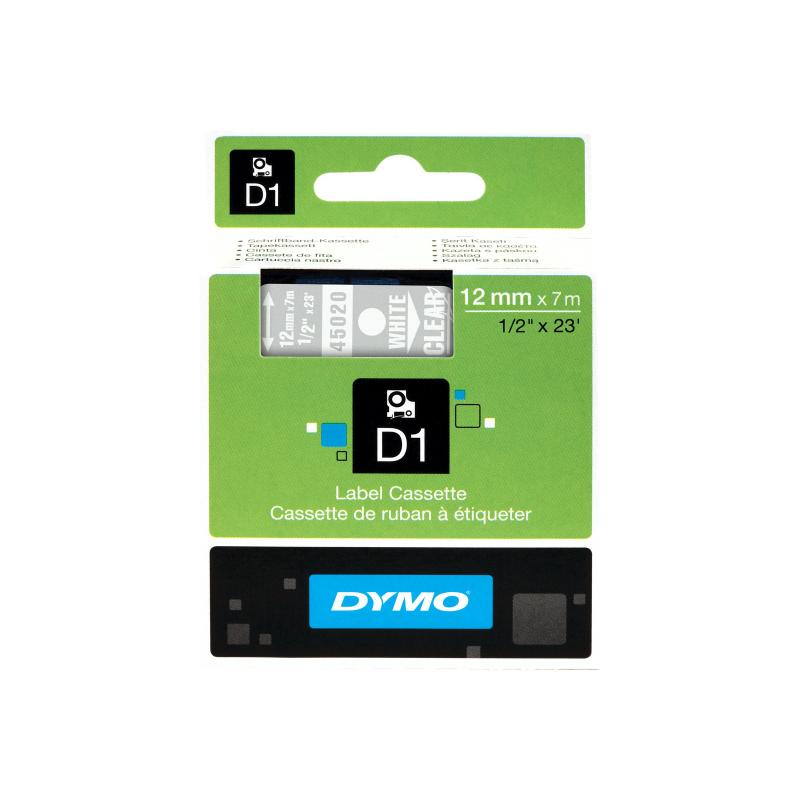 Dymo Schriftband Clear White 45020 (S0720600)
