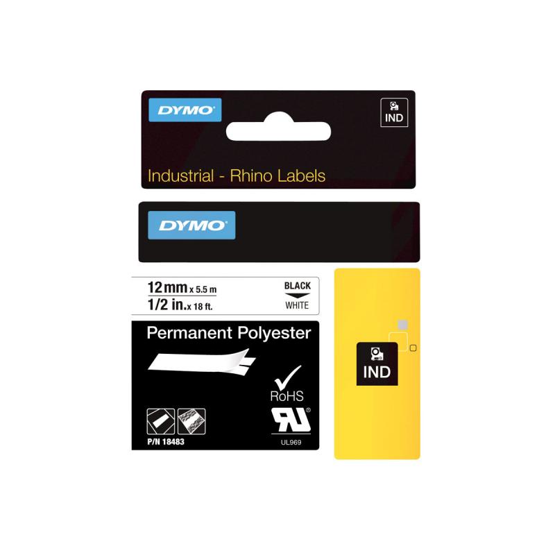 Dymo Schriftband Vinyl (18483) Black White (S0718210)