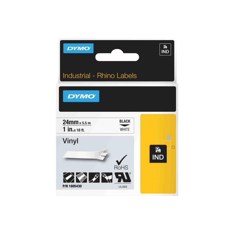 Dymo Rhino Coloured Vinyl Black White (1805430)