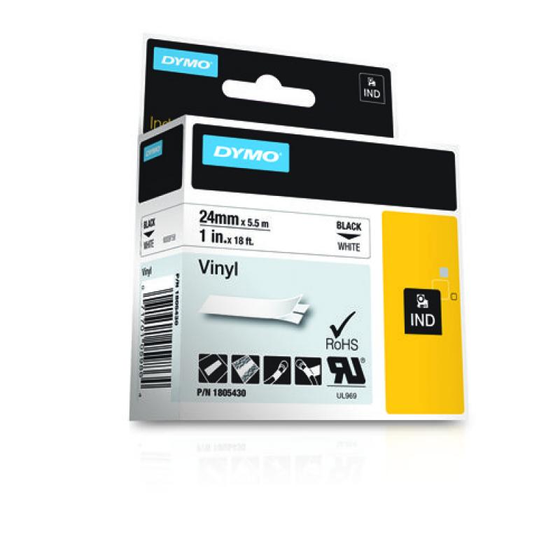 Dymo Rhino Coloured Vinyl Black White (1805430)