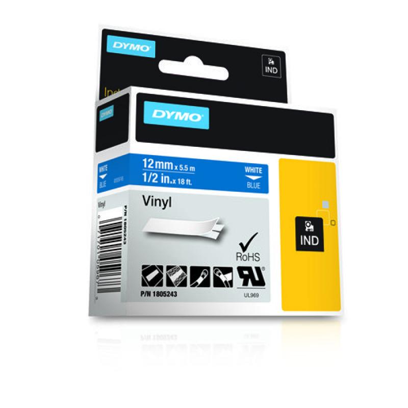 Dymo Schriftband Vinyl White Blue (1805243)