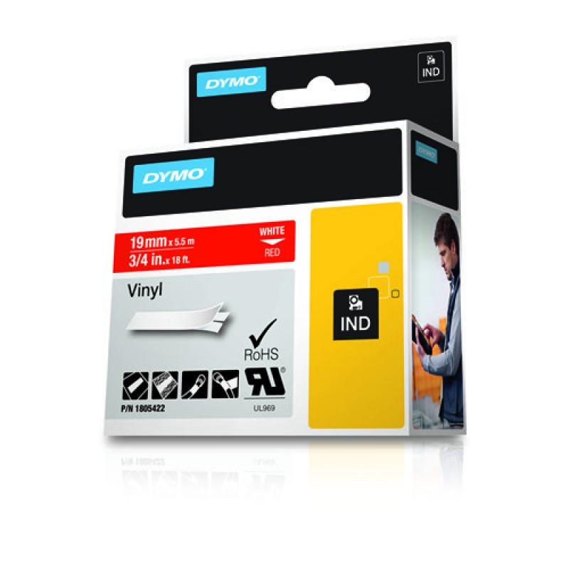 Dymo Schriftband Vinyl White Red (1805422)