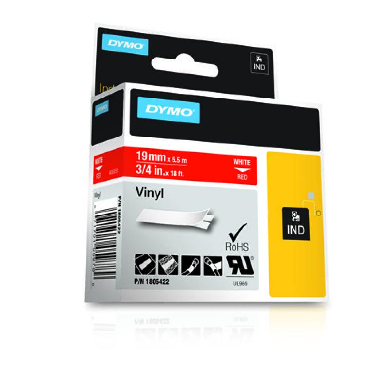 Dymo Schriftband Vinyl White Red (1805422)