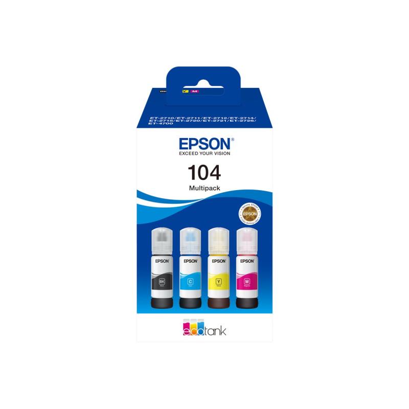 Epson Ink 104 EcoTank 4-colour 4colour Multipack (C13T00P640)