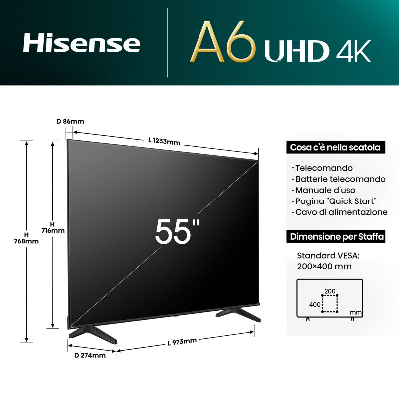 HISENSE TV (55A6N) LED UHD 4K SMART