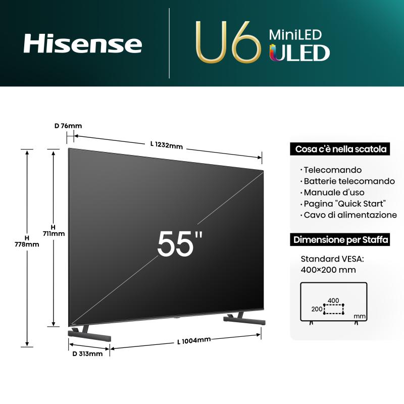 HISENSE TV (55U6NQ) Mini LED UHD 4K SMART
