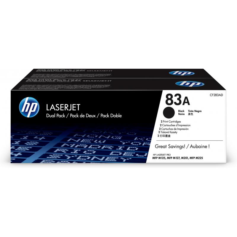 HP Cartridge No 83A HP83A HP 83A Dual Pack Black Schwarz (CF283AD)