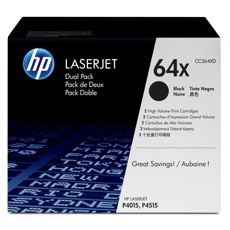 HP (CC364XD) No 64XD HP64XD HP 64XD Dual Pack Black Schwarz Cartridge (CC364XD)