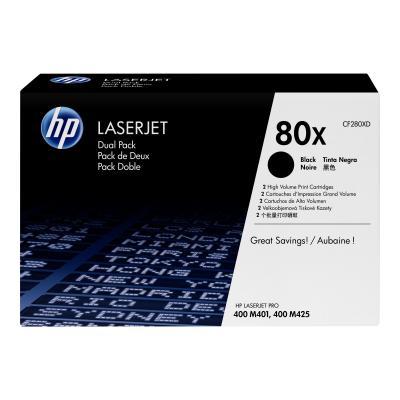 HP (CF280XD) No 80X HP80X HP 80X Dual Pack Black Schwarz Cartridge (CF280XD)