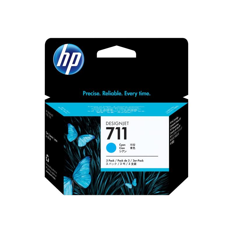 HP Ink No 711 HP711 HP 711 Cyan 3-pack 3pack (CZ134A)