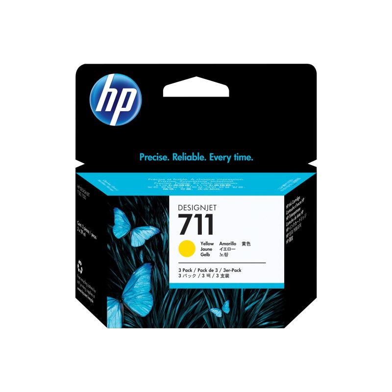 HP Ink No 711 HP711 HP 711 Yellow Gelb tri-pack tripack (CZ136A) EXP 09 2024 HP2024 HP 2024
