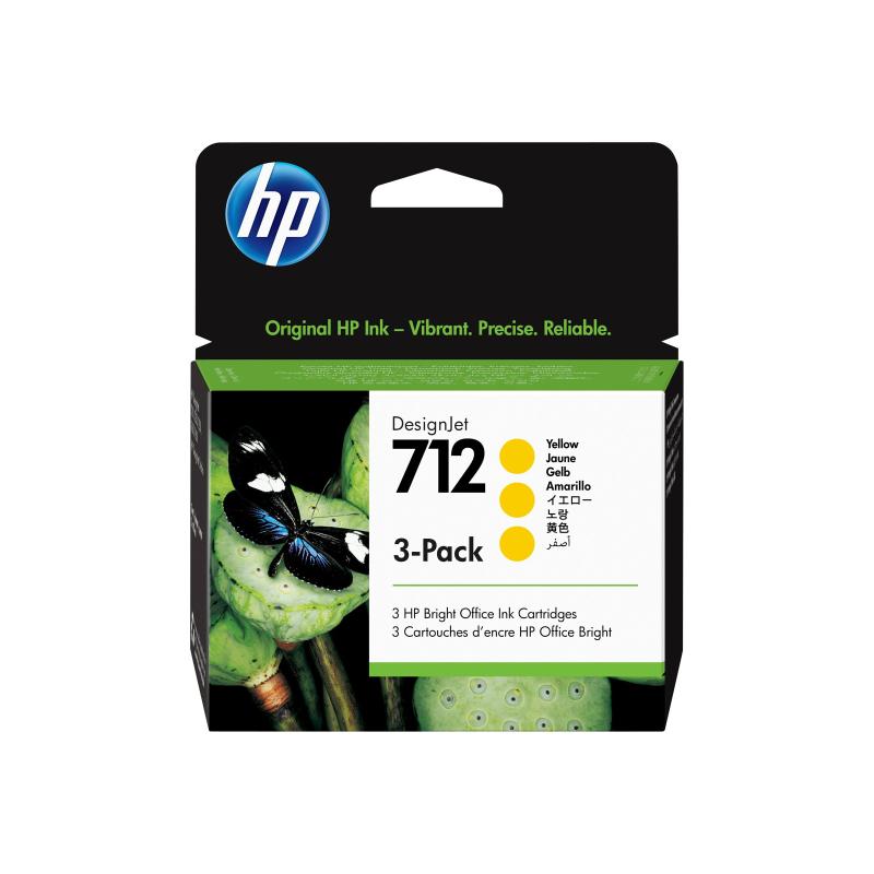 HP Ink No 712 HP712 HP 712 Yellow Gelb 3-Pack 3Pack (3ED79A)