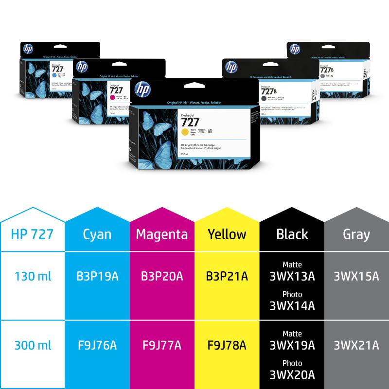 HP Ink No 727 HP727 HP 727 Yellow Gelb (B3P21A)