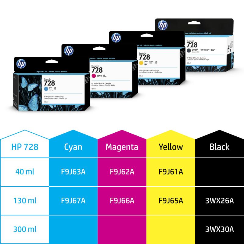 HP Ink No 728 HP728 HP 728 Yellow Gelb (F9J65A)
