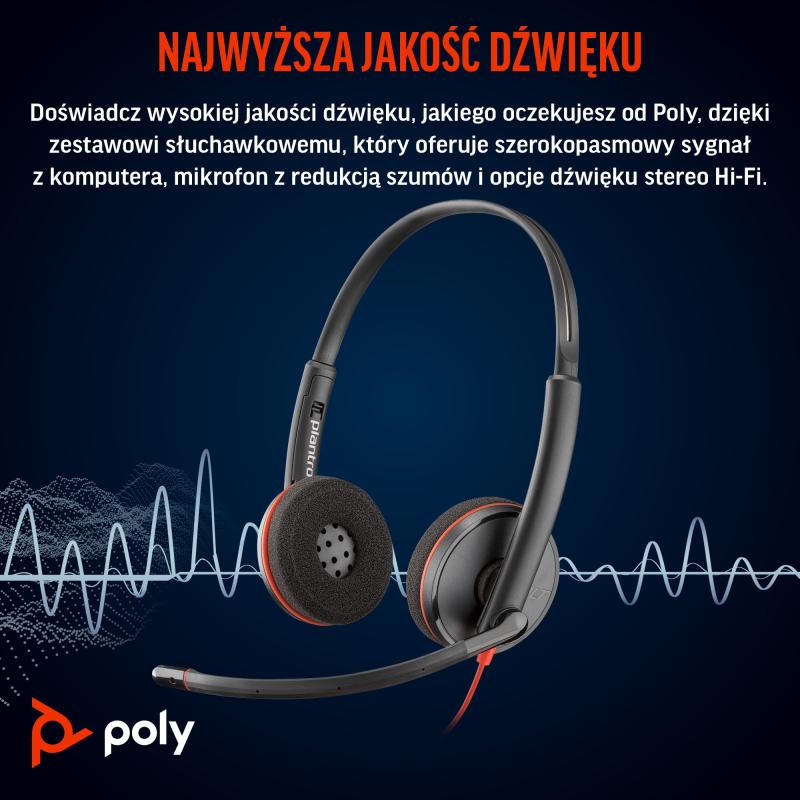 HP Poly Headset Blackwire 3220 Stereo USB-C USBC Headset +USB-C A +USBC A Adapter (8X228AA)