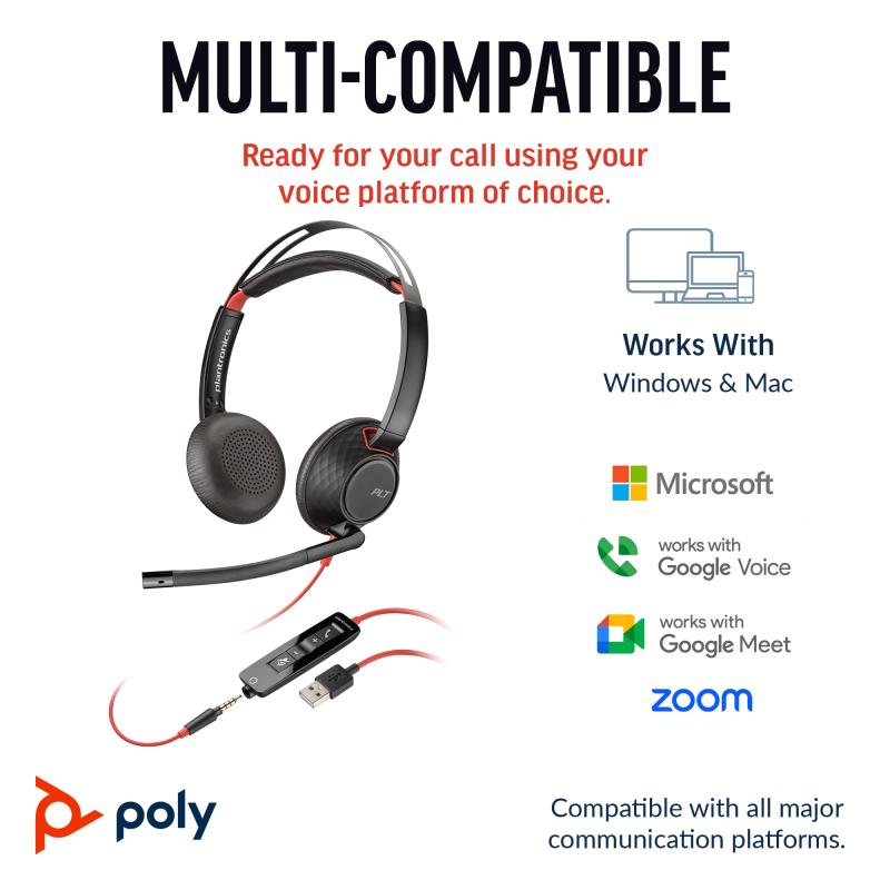 HP Poly Headset Blackwire 5220 Stereo USB-C USBC (8X231AA)