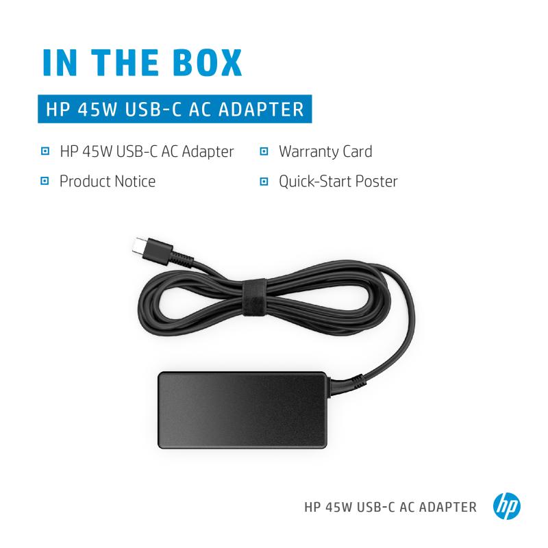 HP USB-C USBC AC Adapter 45W (N8N14AA#ABB)