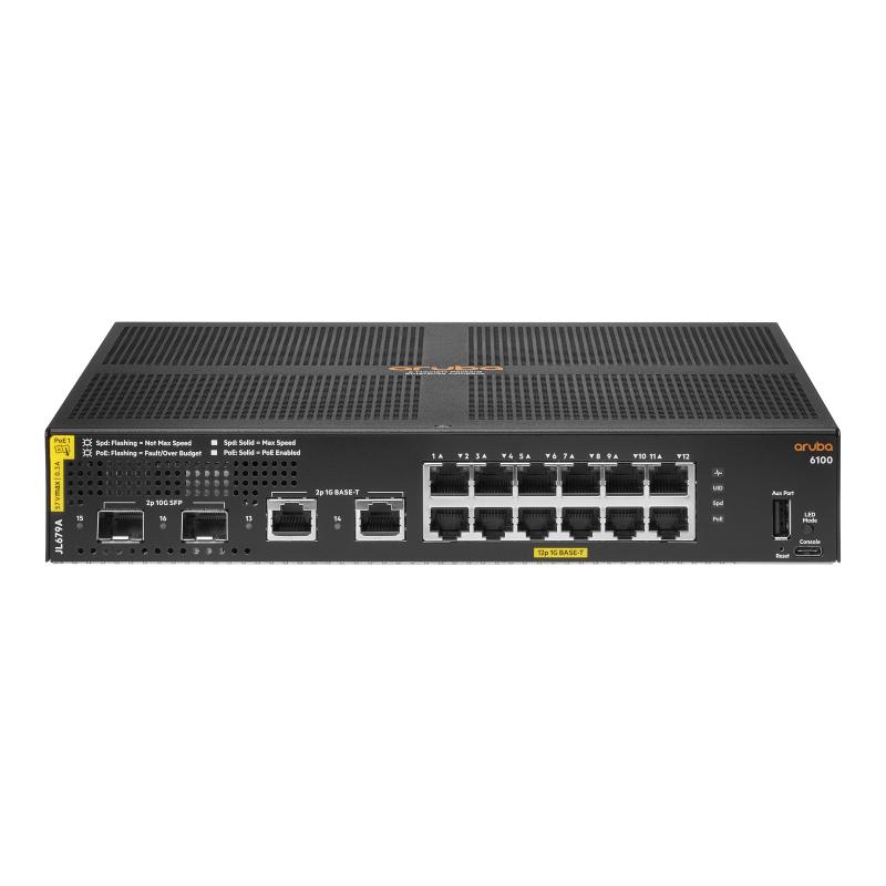 HPE Switch 6100 12G Class4 PoE 2G 2SFP+ 139W JL679A (JL679A#ABB)