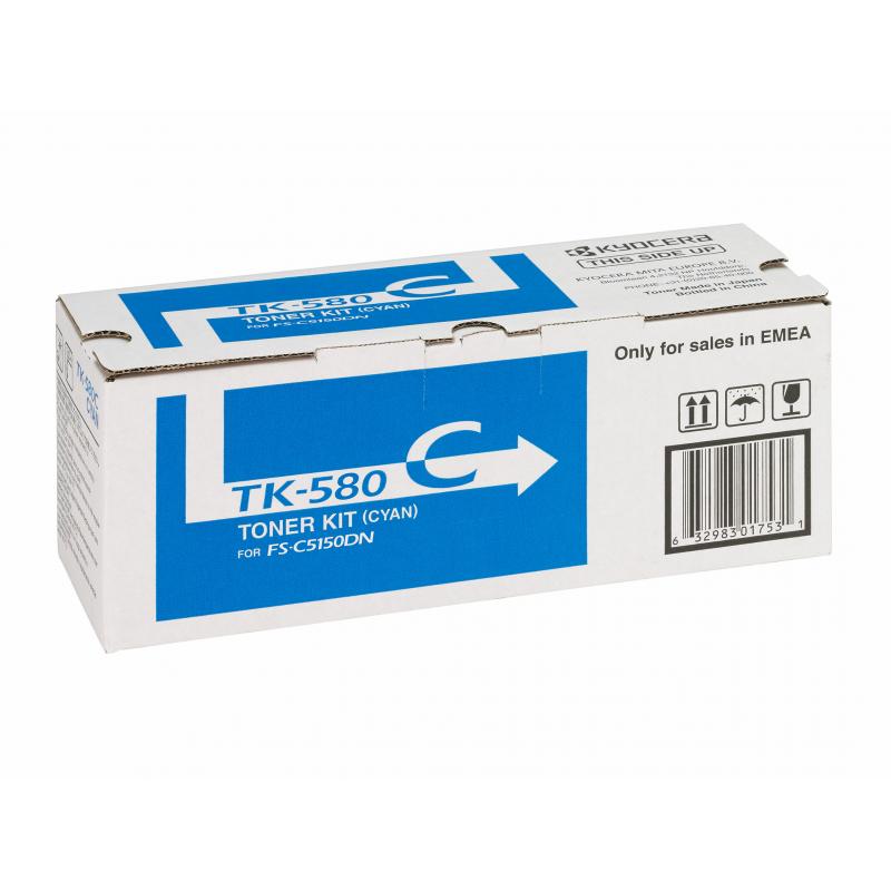Kyocera Toner TK-580 TK580 Cyan (1T02KTCNL0)