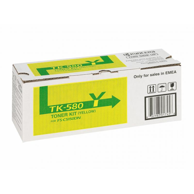 Kyocera Toner TK-580 TK580 Yellow Gelb (1T02KTANL0)