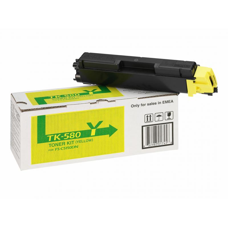 Kyocera Toner TK-580 TK580 Yellow Gelb (1T02KTANL0)