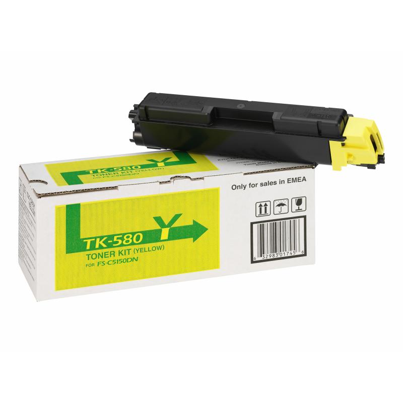Kyocera Toner TK-580 TK580 Yellow Gelb (1T02KTANL0)