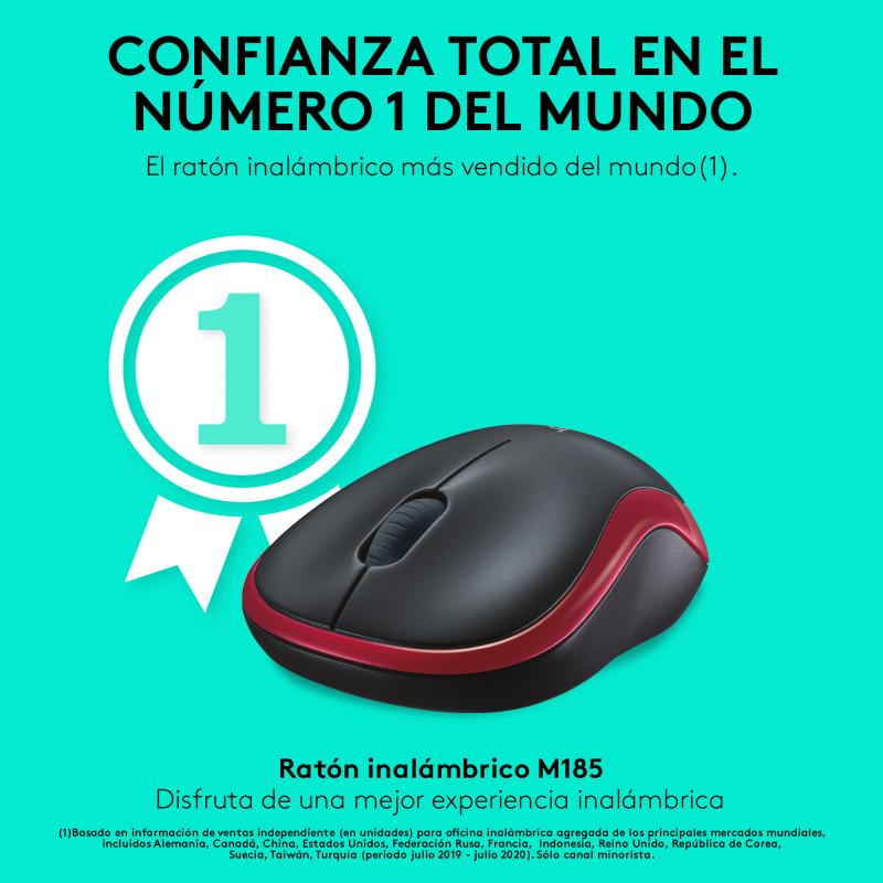 Logitech Mouse M185 Wireless black red (910-002240) (910002240)