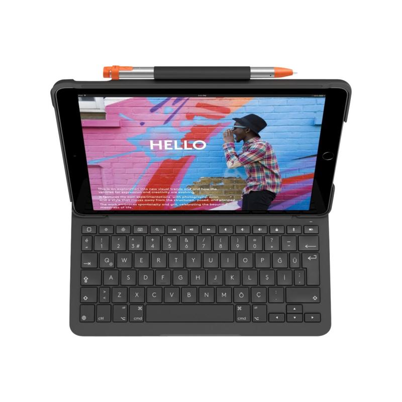 Logitech Slim Folio Tastatur und Foliohülle kabellos DE (920-009476) (920009476)