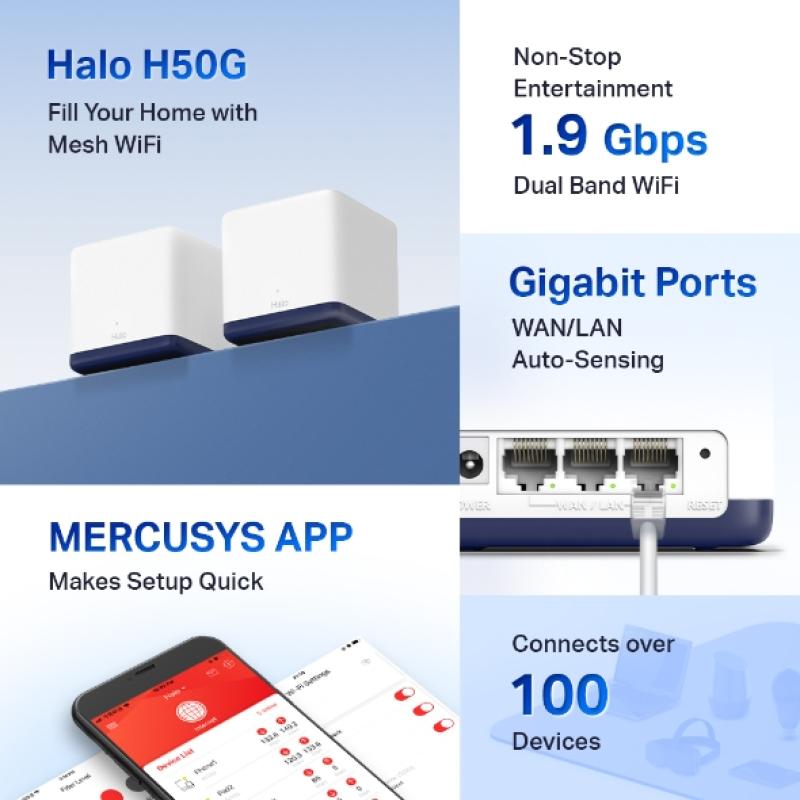 Mercusys WLAN-Router WLANRouter Halo H50G(2-pack) H50G(2pack)