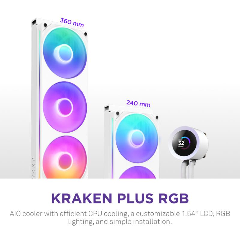 NZXT Liquid Cooler Kraken 240 RGB White (RL-KR240-W2) (RLKR240W2)
