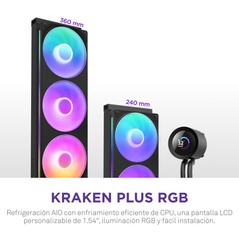 NZXT Liquid Cooler Kraken Plus 360 RGB Black Schwarz (RL-KR360-B2) (RLKR360B2)
