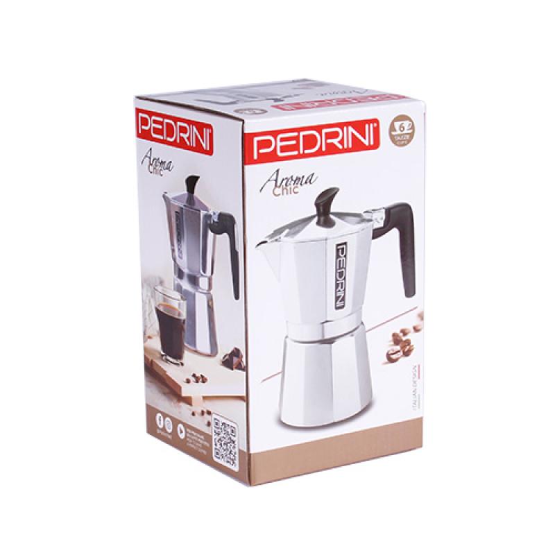 Pedrini Coffee Maker Aluminum 6 Cups silver black (9084-3) (90843)