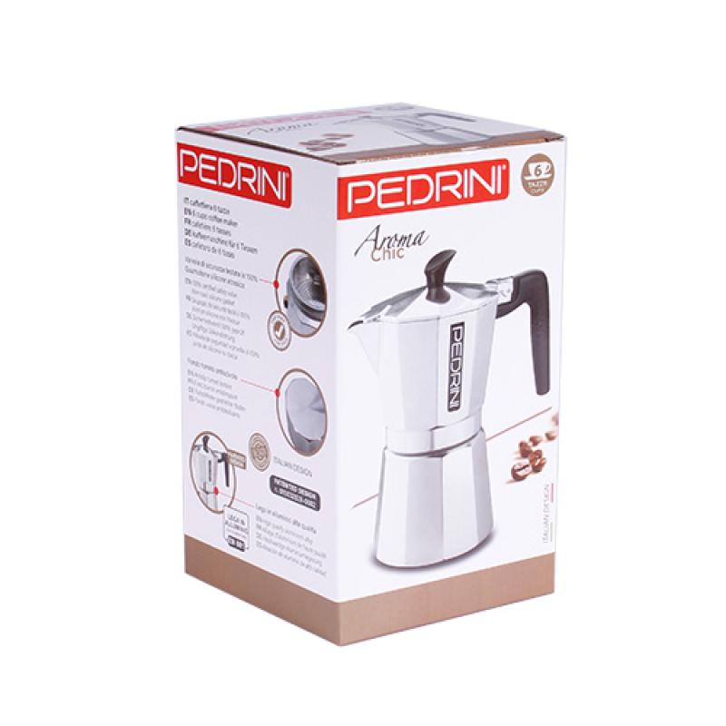 Pedrini Coffee Maker Aluminum 6 Cups silver black (9084-3) (90843)