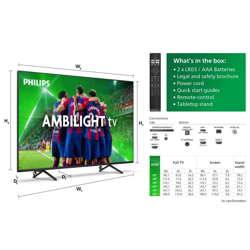 Philips TV 65PUS8309 12 LED 4K Ambilight (65PUS8309/12)